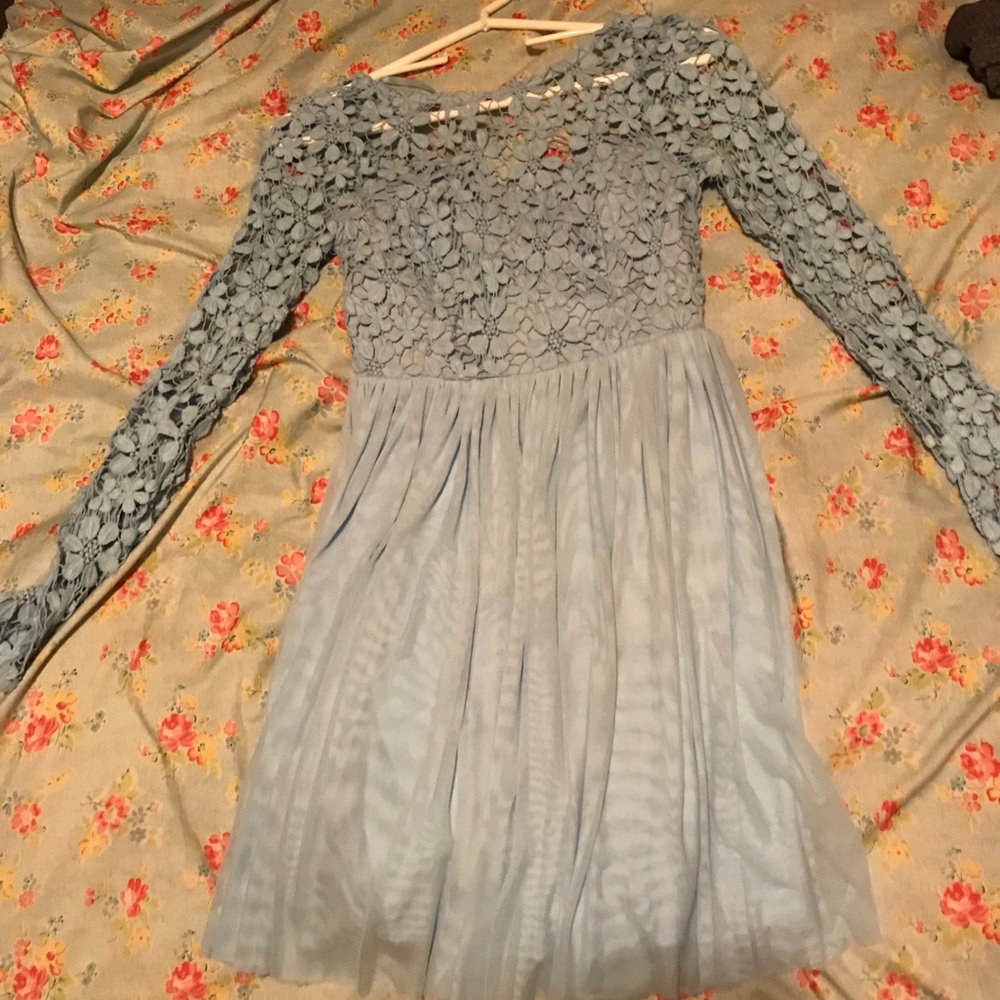 Light blue floral/ lace dress - Picture 3 of 4
